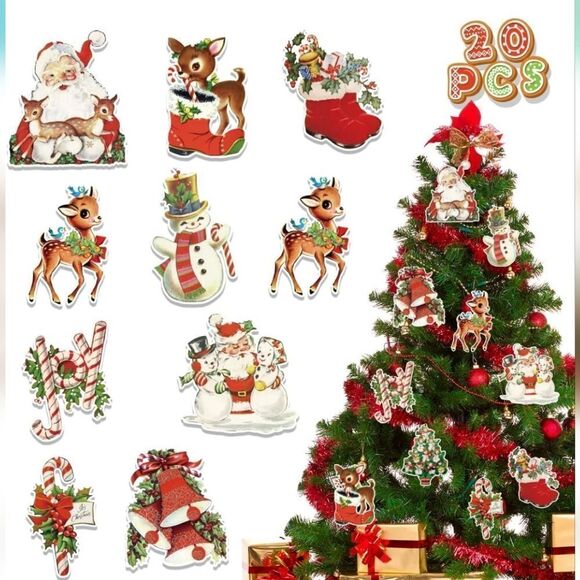NWT Vintage Christmas Tree Ornaments 20Pcs Paper Christmas Decorations - Picture 1 of 6